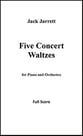 Five Concert Waltzes Orchestra sheet music cover